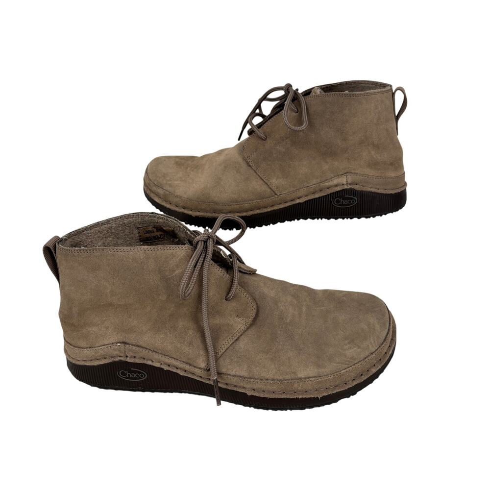 Chaco Paonia Chukka Boots Size 9 Taupe Suede Leather Wool Blend Lining FLAW
